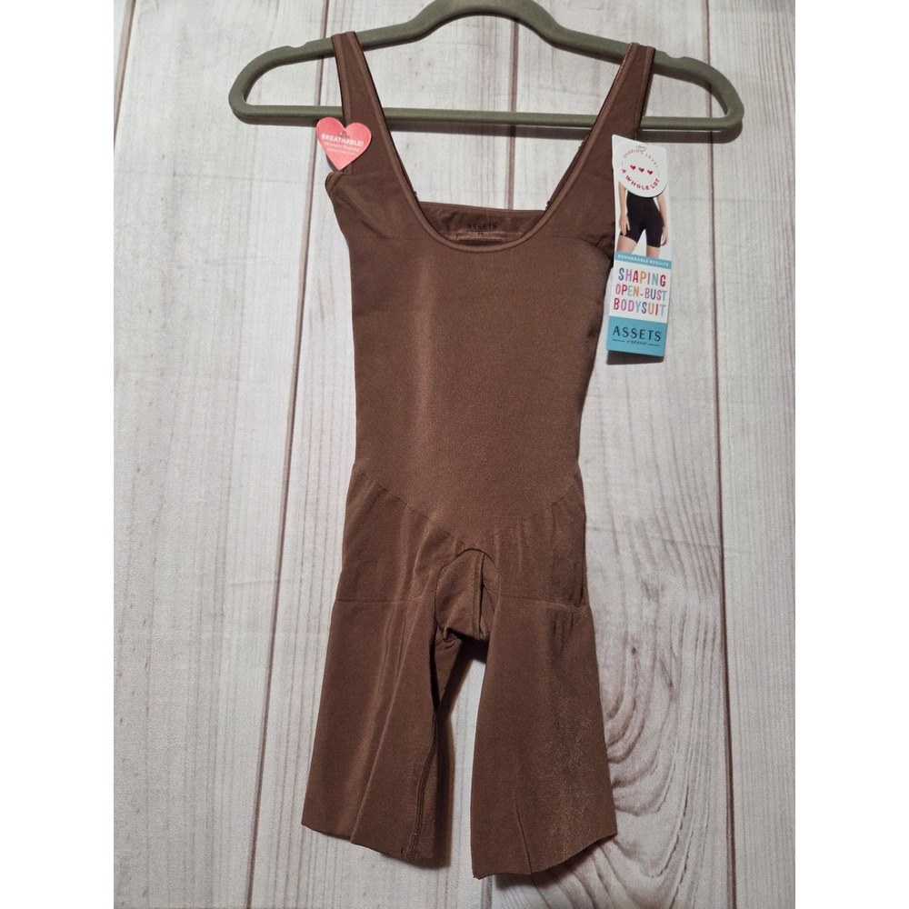 Assets by‎ Spanx Womens Open Bust Shaping Bodysuit Brown Medium  NWT